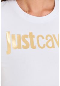 Just Cavalli - JUST CAVALLI Biały t-shirt Logo Gold. Kolor: biały #2