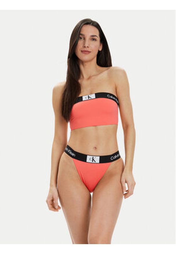 Calvin Klein Swimwear Góra od bikini KW0KW02355 Koralowy. Kolor: pomarańczowy. Materiał: syntetyk