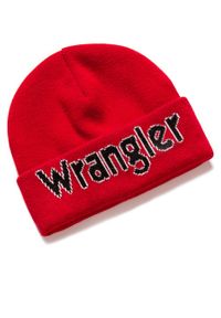 Wrangler - MĘSKA CZAPKA ZIMOWA WRANGLER KABEL BEANIE SALSA RED W0M39UHWN. Wzór: nadruk. Sezon: zima