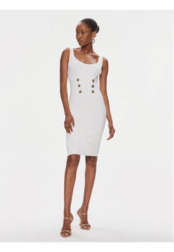 Pinko Sukienka dzianinowa Cactus 102879 A1LK Biały Slim Fit. Kolor: biały. Materiał: syntetyk, wiskoza