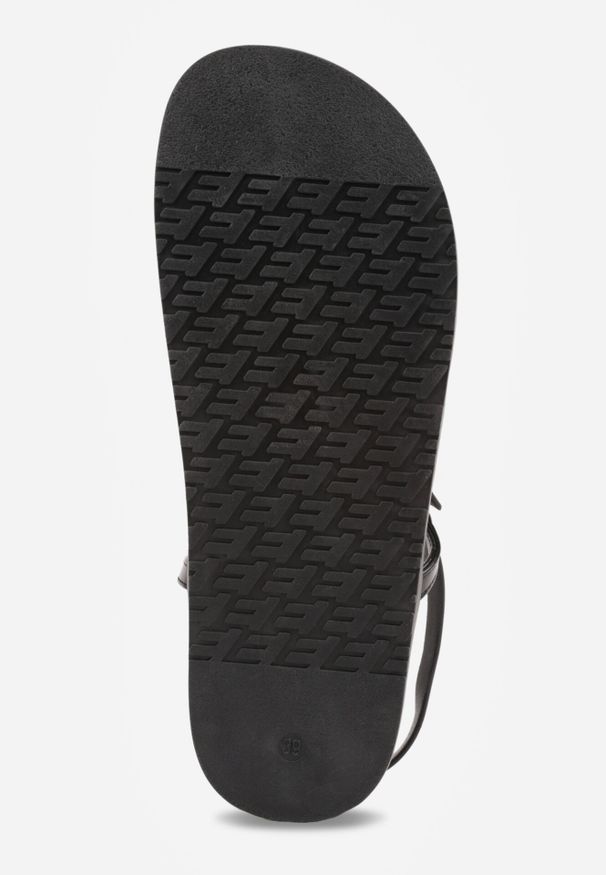 Born2be - Czarne Sandały w Stylu Japonek na Grubej Podeszwie z Metaliczną Aplikacją na Palcu Nosefia. Okazja: na co dzień. Kolor: czarny. Materiał: jeans. Wzór: aplikacja. Styl: elegancki, casual