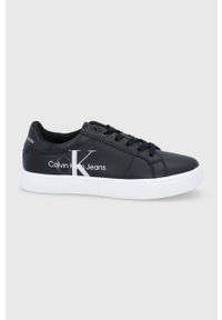 Calvin Klein Jeans - Buty skórzane. Nosek buta: okrągły. Zapięcie: sznurówki. Kolor: czarny. Materiał: skóra. Obcas: na obcasie. Wysokość obcasa: niski