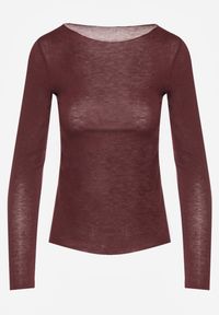 Born2be - Bordowa Wiskozowa Bluzka z Długim Rękawem z Dodatkiem Kaszmiru Uninda. Okazja: na co dzień. Kolor: czerwony. Materiał: wiskoza, kaszmir. Długość rękawa: długi rękaw. Długość: długie. Styl: casual, elegancki #2