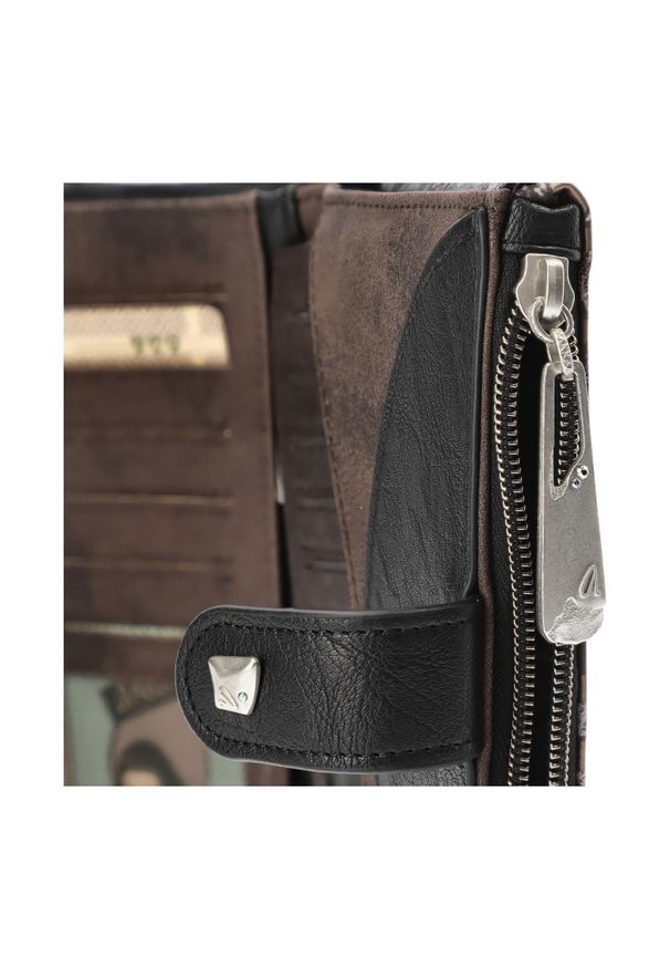 Brązowy Modny Portfel Damski Anekke Core. Kolor: brązowy. Wzór: aplikacja