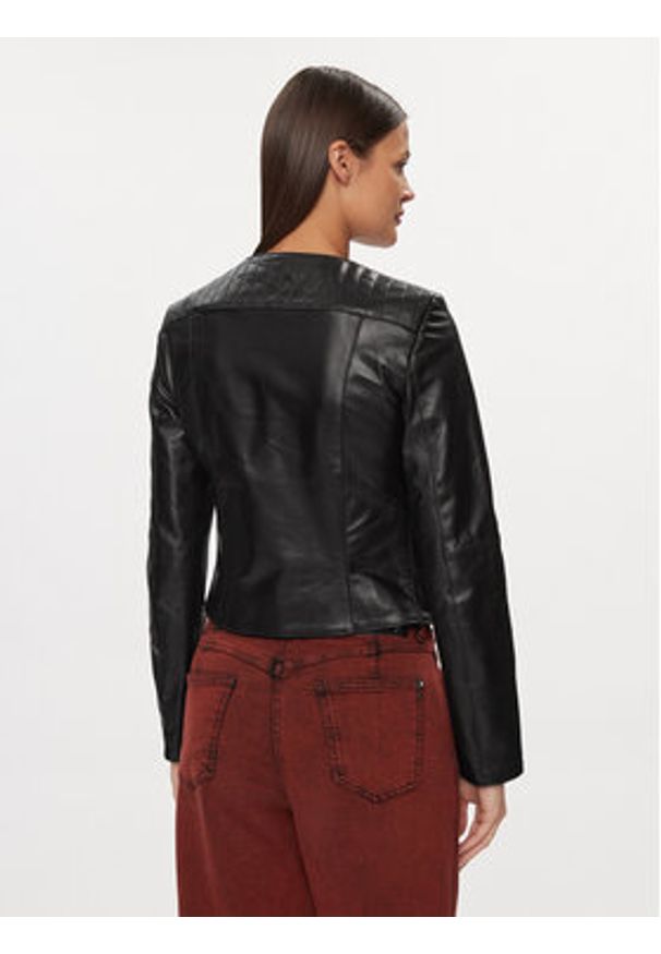 Patrizia Pepe Kurtka skórzana CO0361/L1HZ-K103 Czarny Regular Fit. Kolor: czarny. Materiał: skóra