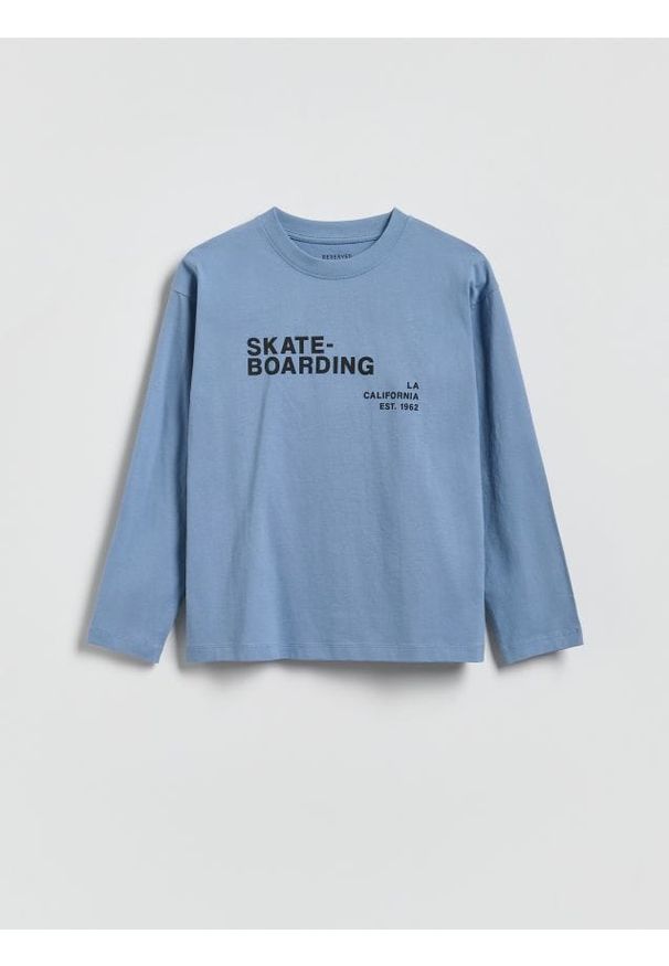 Reserved - Bawełniany longsleeve - granatowy. Kolor: niebieski. Materiał: bawełna. Długość rękawa: długi rękaw