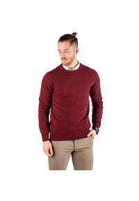 TAGART - Sweter myśliwski męski Tagart Oslo 100% wełna Merino. Kolor: czerwony. Materiał: wełna