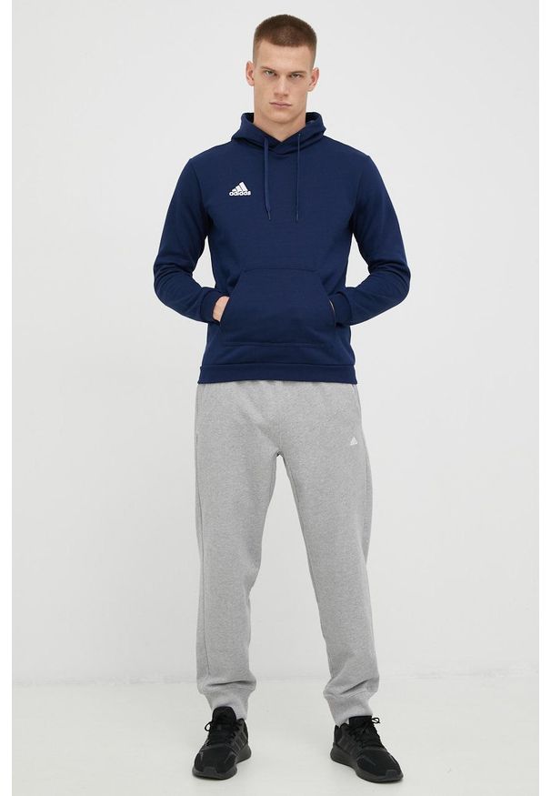 adidas Performance bluza dresowa Entrada 22 męska kolor granatowy z kapturem gładka. Typ kołnierza: kaptur. Kolor: niebieski. Materiał: dresówka. Wzór: gładki