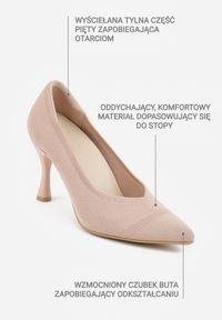 Renee - Różowe Dzianinowe Szpilki VICES z Wkładką Soft-Pillow i Miękkim Zapiętkiem Thene. Nosek buta: szpiczasty. Kolor: różowy. Materiał: dzianina. Szerokość cholewki: normalna. Obcas: na szpilce. Styl: klasyczny. Wysokość obcasa: średni #8