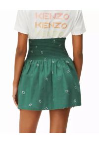 Kenzo - KENZO - Zielona rozkloszowana spódnica. Stan: podwyższony. Kolor: zielony. Materiał: bawełna