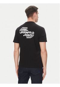 Karl Lagerfeld - KARL LAGERFELD T-Shirt A2M17040 Czarny Regular Fit. Typ kołnierza: dekolt w karo. Kolor: czarny. Materiał: syntetyk