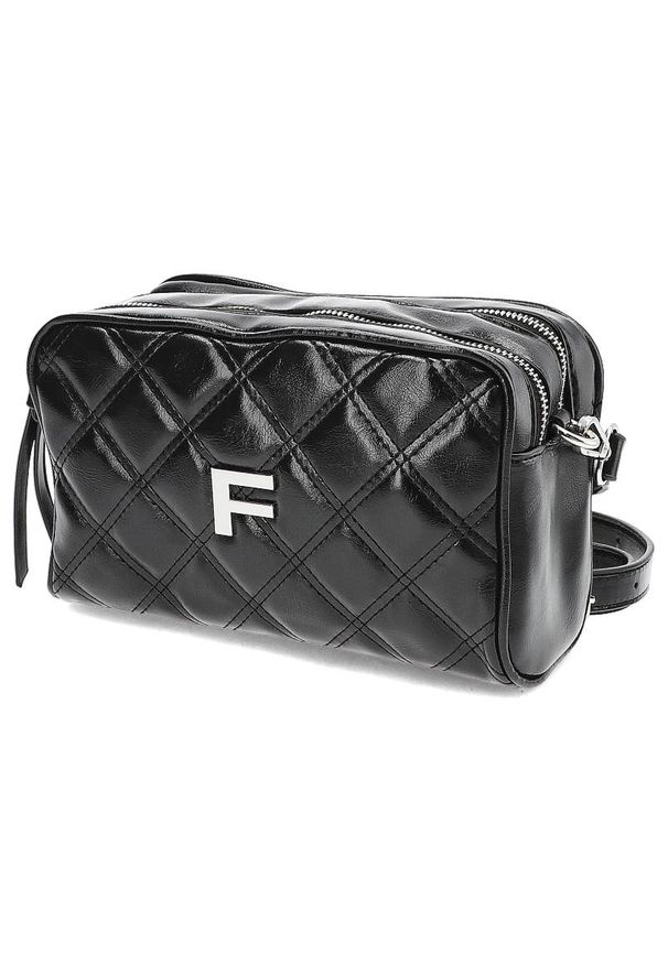 Torebka damska Filippo, pikowana z podwójną komorą na zamek, czarna, TD03354/22 BK. Kolor: czarny. Wzór: aplikacja. Materiał: pikowane. Styl: wizytowy, elegancki