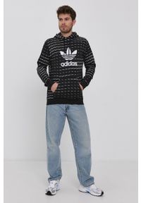 adidas Originals Bluza bawełniana męska kolor czarny z kapturem wzorzysta. Okazja: na co dzień. Typ kołnierza: kaptur. Kolor: czarny. Materiał: bawełna. Styl: casual #5