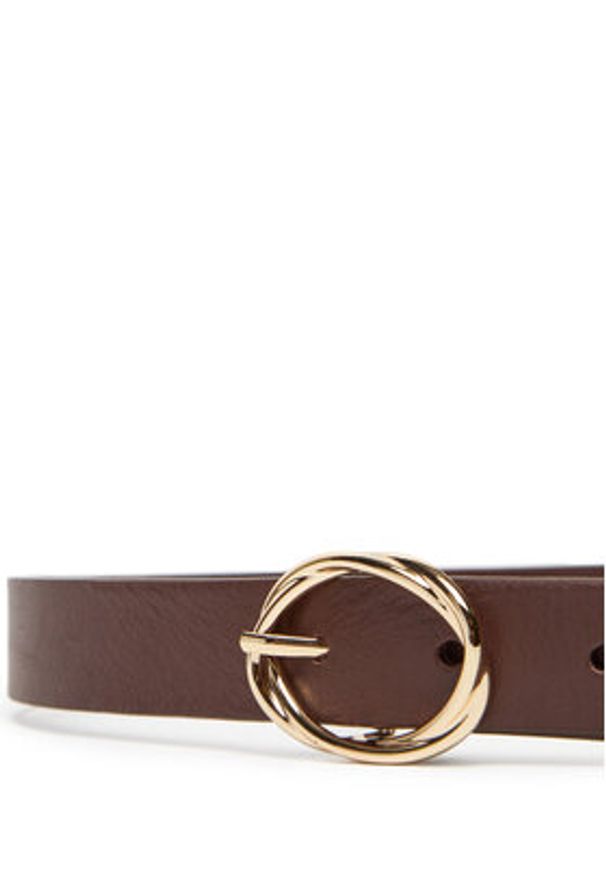 TOMMY HILFIGER - Tommy Hilfiger Pasek Damski Th Chic 2.5 AW0AW17932 Brązowy. Kolor: brązowy. Materiał: skóra