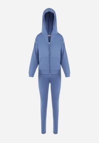 Born2be - Niebieski Komplet Dresowy 3-częściowy z Lampasami Hisa. Kolekcja: plus size. Kolor: niebieski. Materiał: dresówka. Sport: turystyka piesza #3