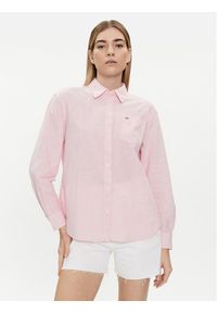 Tommy Jeans Koszula DW0DW17737 Różowy Boxy Fit. Kolor: różowy. Materiał: bawełna, len