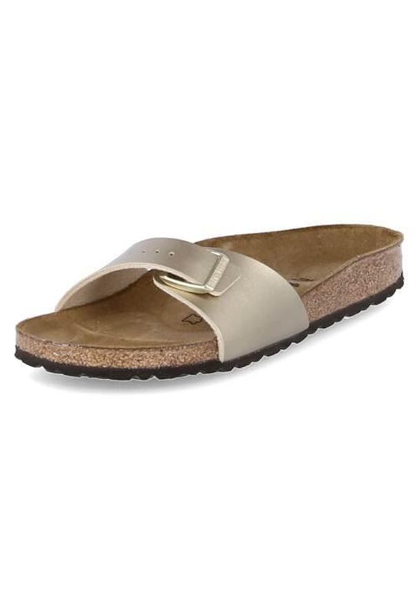 Klapki damskie Birkenstock Madrid. Kolor: żółty. Materiał: materiał, skóra, syntetyk