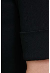 Lauren Ralph Lauren sukienka kolor czarny midi rozkloszowana. Kolor: czarny. Materiał: dzianina. Długość rękawa: krótki rękaw. Wzór: gładki. Typ sukienki: rozkloszowane. Długość: midi