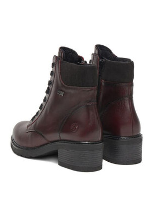 Remonte Trzewiki CEO-D1A70-35 Bordowy. Kolor: czerwony. Materiał: skóra