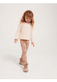 Reserved - Prążkowane legginsy - beżowy. Kolor: beżowy. Materiał: prążkowany