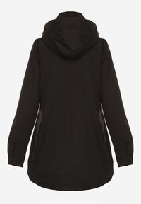 Renee - Czarna Kurtka Parka z Kapturem w Oryginalny Wzór Wewnątrz Tiosara. Okazja: na spacer, na co dzień. Typ kołnierza: kaptur. Kolor: czarny. Materiał: jeans. Wzór: aplikacja. Styl: casual #7