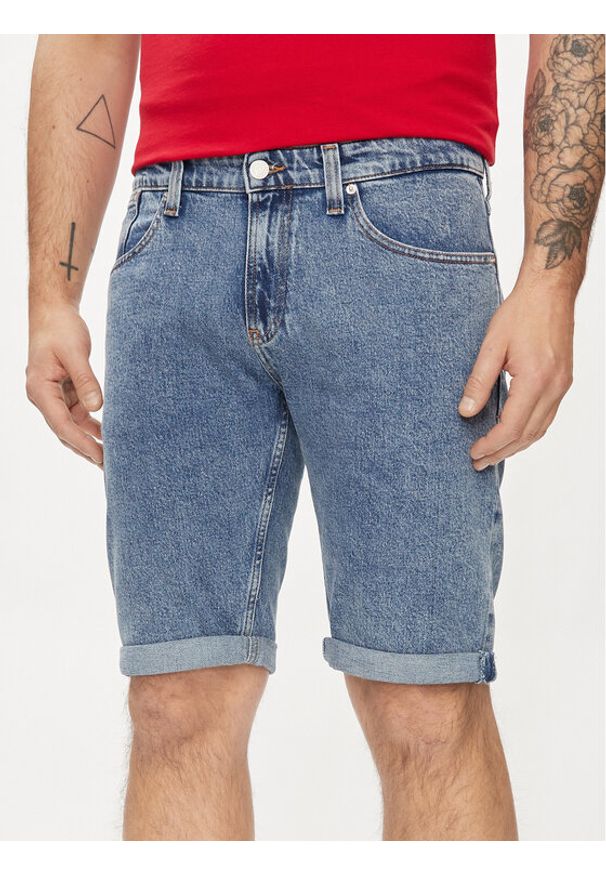 Tommy Jeans Szorty jeansowe Ronnie DM0DM19155 Niebieski Slim Fit. Kolor: niebieski. Materiał: bawełna