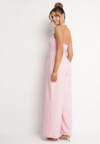 Born2be - Różowy Kombinezon Taliowany Ozdobiony Guzikami Niladwenna. Kolor: różowy. Wzór: aplikacja. Styl: elegancki #3