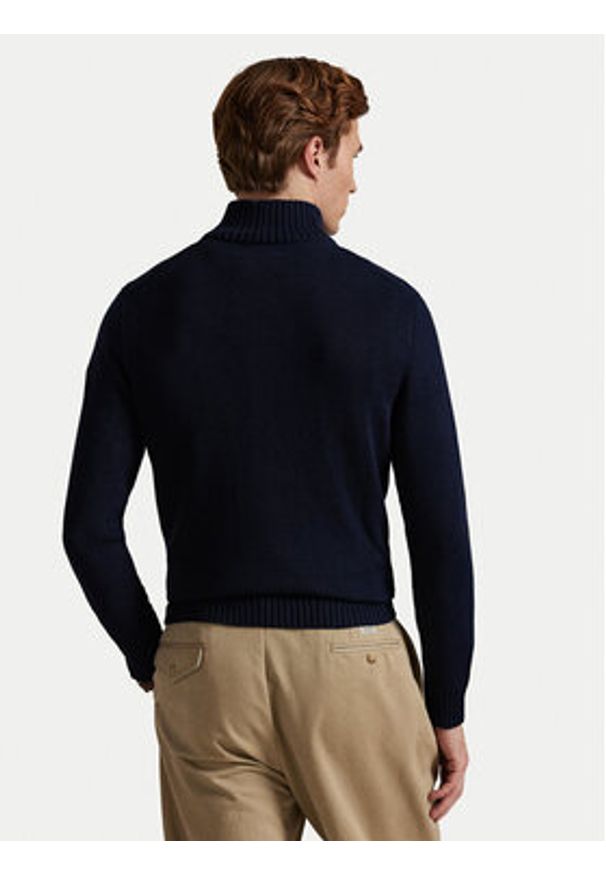 Polo Ralph Lauren Sweter 710859939002 Granatowy Regular Fit. Typ kołnierza: polo. Kolor: niebieski. Materiał: bawełna