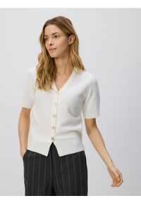 Reserved - Kardigan z dekoracyjnymi guzikami - złamana biel. Materiał: wełna, dzianina #1