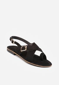 Born2be - Czarne Sandały Typu Japonki VICES Ozdobione Klamrą Nanrunia. Okazja: na co dzień. Zapięcie: klamry. Kolor: czarny. Materiał: koronka. Wzór: aplikacja. Styl: wakacyjny, casual, klasyczny #9