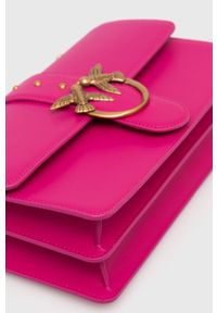 Pinko torebka skórzana kolor różowy. Kolor: różowy. Materiał: skórzane #3