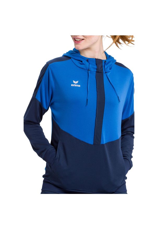 ERIMA - Damska bluza z kapturem Erima Squad. Typ kołnierza: kaptur. Kolor: niebieski. Sport: piłka ręczna
