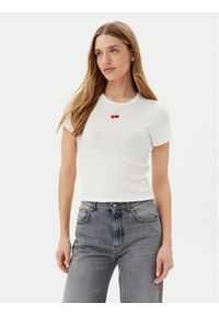 only - ONLY T-Shirt Daniella 15350554 Biały Slim Fit. Kolor: biały. Materiał: wiskoza