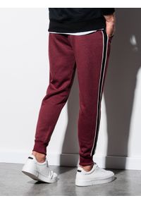 Ombre Clothing - Spodnie męskie dresowe joggery - bordowe P898 - XL. Kolor: czerwony. Materiał: dresówka. Wzór: gładki. Styl: elegancki #3