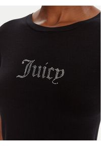 Juicy Couture T-Shirt Sheer JCWCT225301 Czarny Slim Fit. Kolor: czarny. Materiał: wiskoza