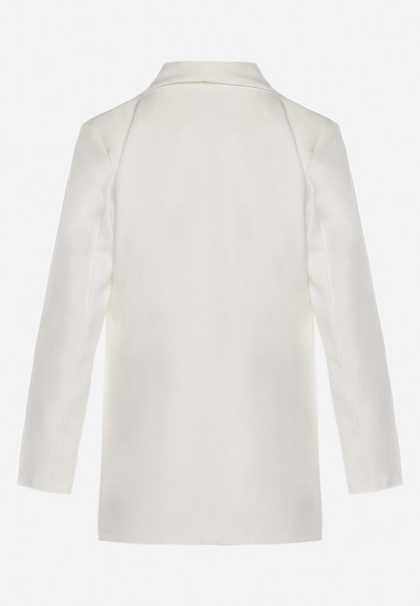 Born2be - Biała Niezapinana Marynarka z Klapami Imitującymi Kieszonki Asandra. Okazja: na imprezę, do pracy. Kolor: biały. Styl: elegancki