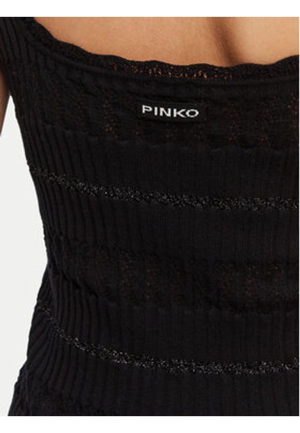 Pinko - PINKO Top 104736 A2FC Z99 Czarny Regular Fit. Kolor: czarny. Materiał: bawełna