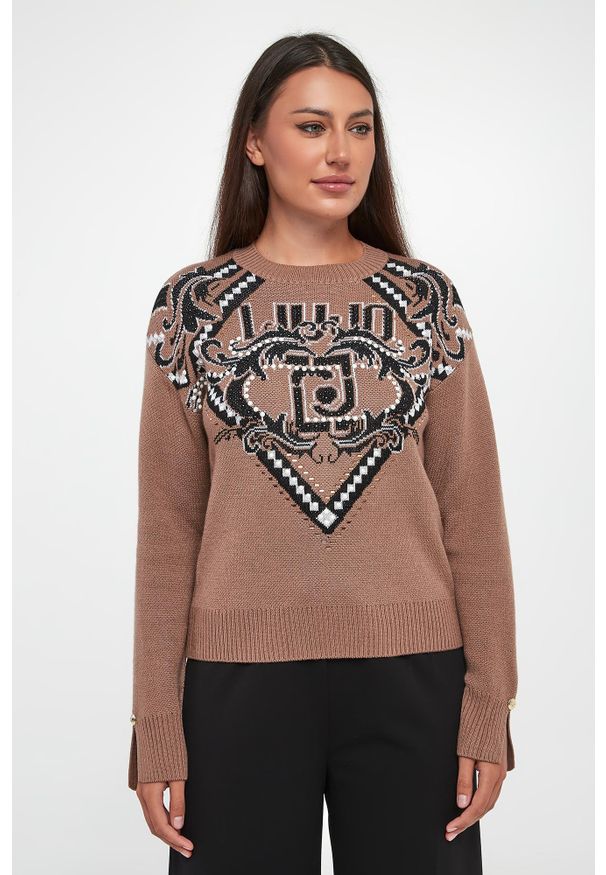 Liu Jo - Sweter damski wełniany LIU JO. Materiał: wełna