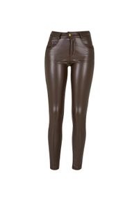 Urban Classics - Spodnie Damskie Skóra Syntetyczna Ze Średnim Stanem. Kolor: brązowy. Materiał: skóra, syntetyk. Długość: długie #1