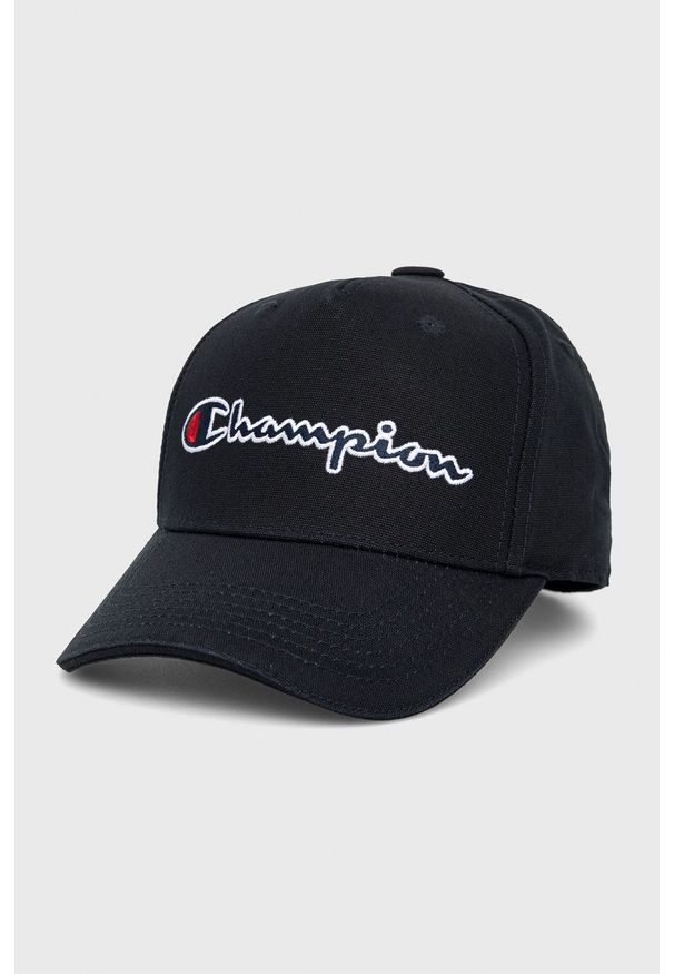 Champion czapka bawełniana 805550 kolor czarny z aplikacją 805550-BS538. Kolor: czarny. Materiał: bawełna. Wzór: aplikacja
