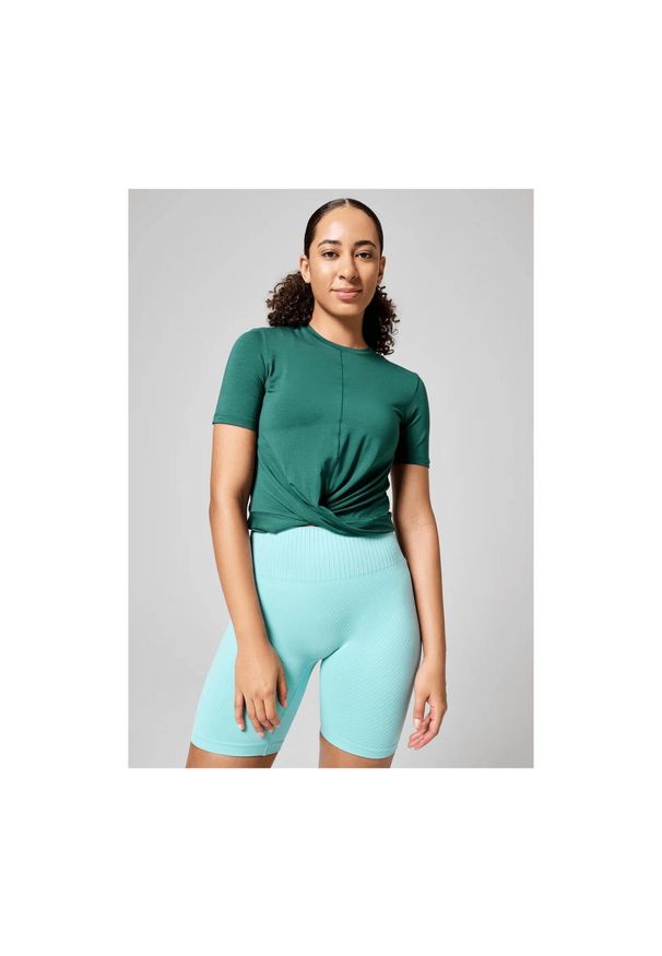 CASALL - Koszulka Casall Delight Short Wrap Tee 40. Kolor: zielony. Sport: joga i pilates