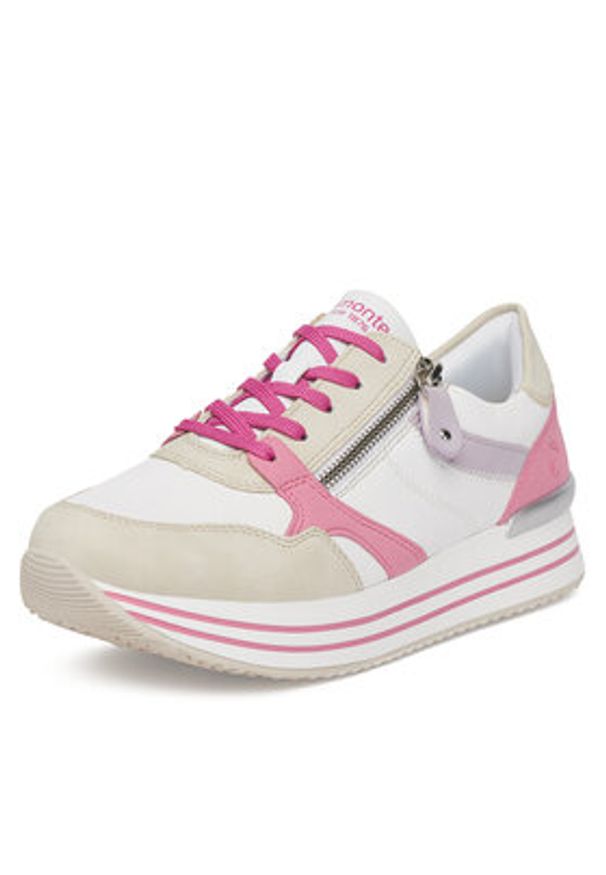 Remonte Sneakersy D1323-83 Biały. Kolor: biały. Materiał: skóra