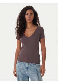 Tommy Jeans T-Shirt Essential DW0DW17385 Brązowy Slim Fit. Kolor: brązowy. Materiał: bawełna #1