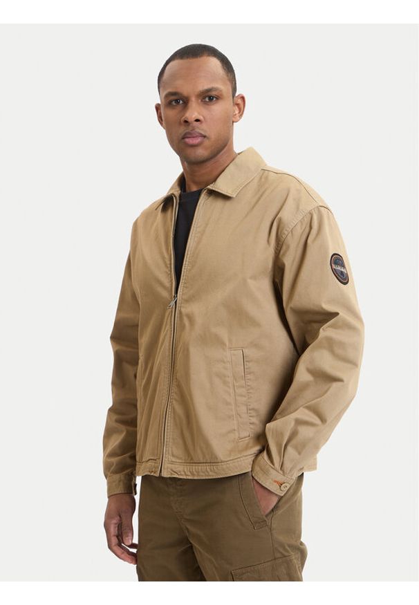 Napapijri Kurtka jeansowa A-Arrayanes NP0A4FI4 Beżowy Regular Fit. Kolor: beżowy. Materiał: jeans