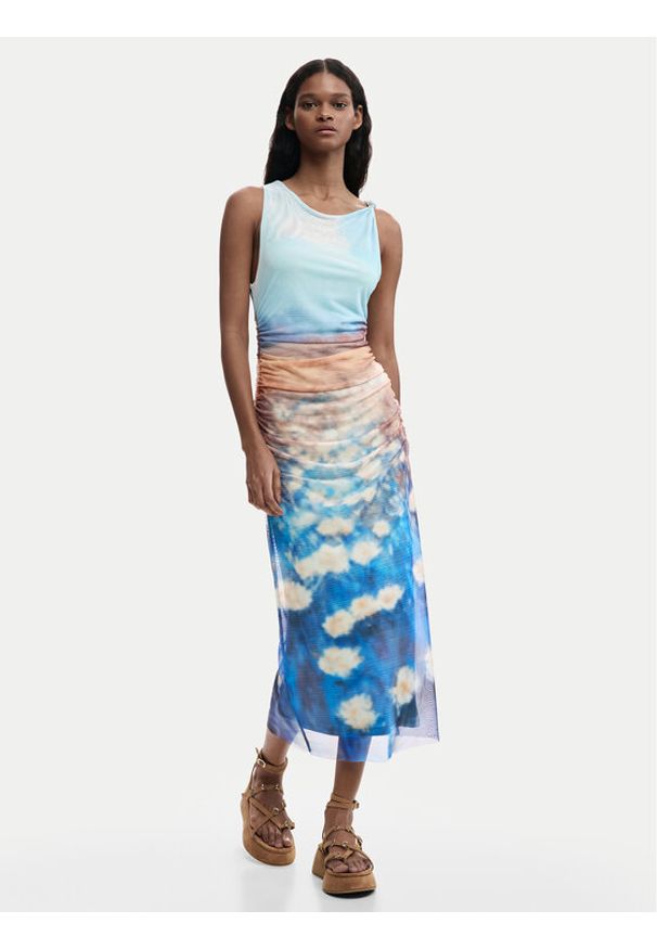 Desigual Sukienka letnia Celeste 26SWVK28 Niebieski Slim Fit. Kolor: niebieski. Materiał: syntetyk. Sezon: lato