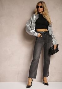 Renee - Szare Jeansy Mom Fit High Waist z Prostymi Nogawkami Liavonne. Okazja: na spotkanie biznesowe, do pracy, na co dzień. Stan: podwyższony. Kolor: szary. Styl: biznesowy, elegancki, casual, klasyczny