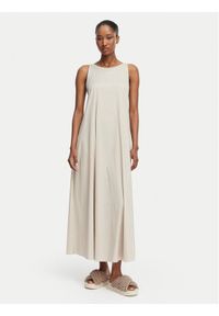 Max Mara Beachwear Sukienka codzienna 2616221039650 Beżowy Regular Fit. Okazja: na co dzień. Kolor: beżowy. Materiał: bawełna. Typ sukienki: proste. Styl: casual #1