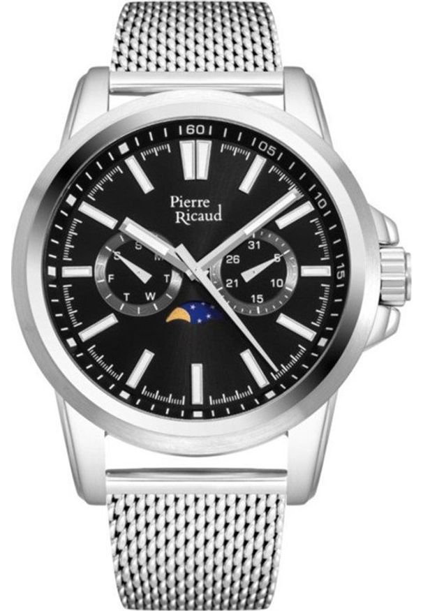 Zegarek Pierre Ricaud Zegarek męski Pierre Ricaud P60034.5114QF srebrny. Kolor: srebrny