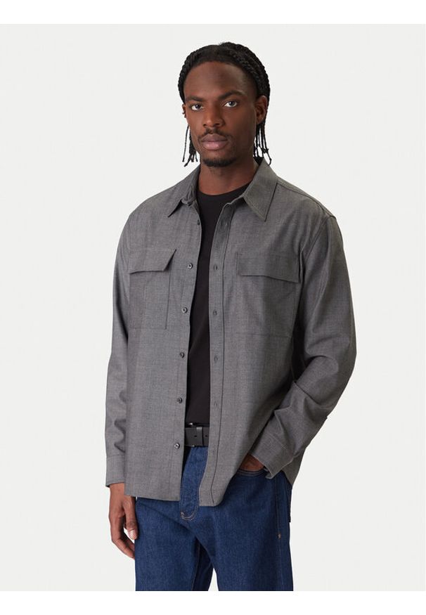 Calvin Klein Koszula Easy LV04LE114G Szary Relaxed Fit. Kolor: szary. Materiał: syntetyk