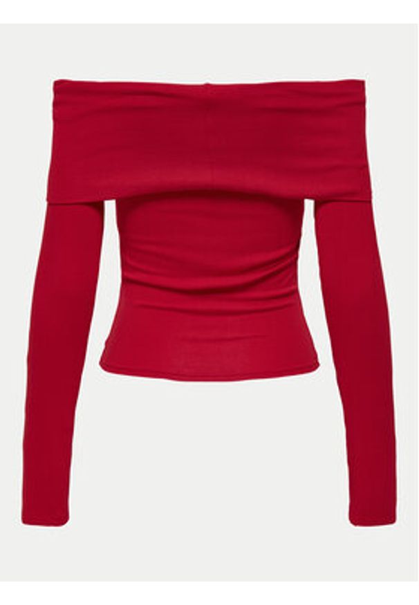 only - ONLY Bluzka Fayola 15339435 Czerwony Slim Fit. Kolor: czerwony. Materiał: wiskoza